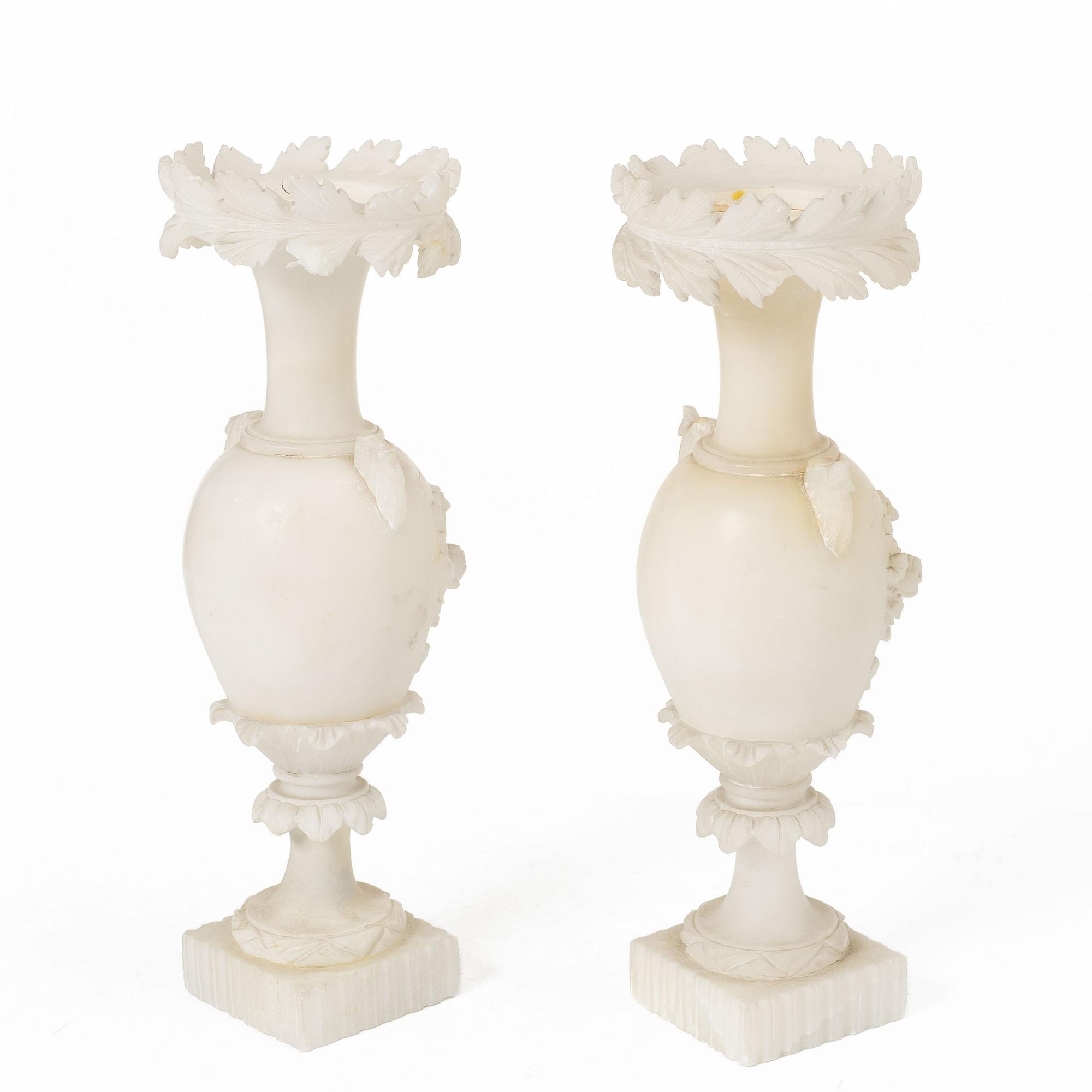 A pair of alabaster vases, Italy, circa 1900.