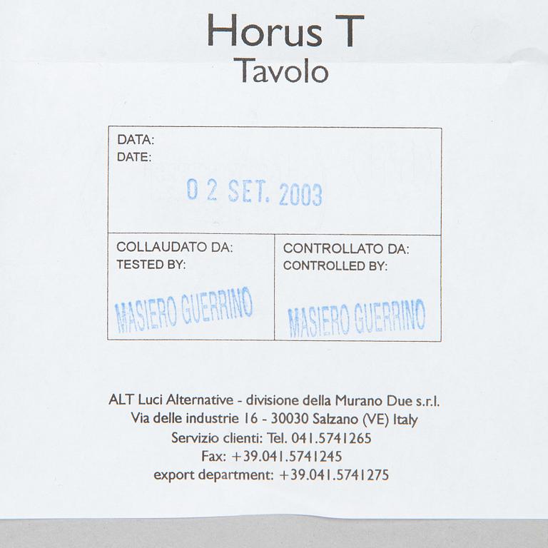 Manuela Bucci & Silvia Schwarzer, a 21st century "Horus" table light for ALT Luci Alternative, Murano, Italy.