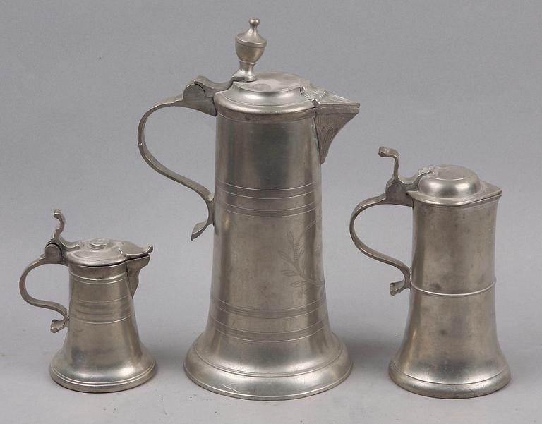 KANNOR, 3 st, tenn, 1800-1900-tal.