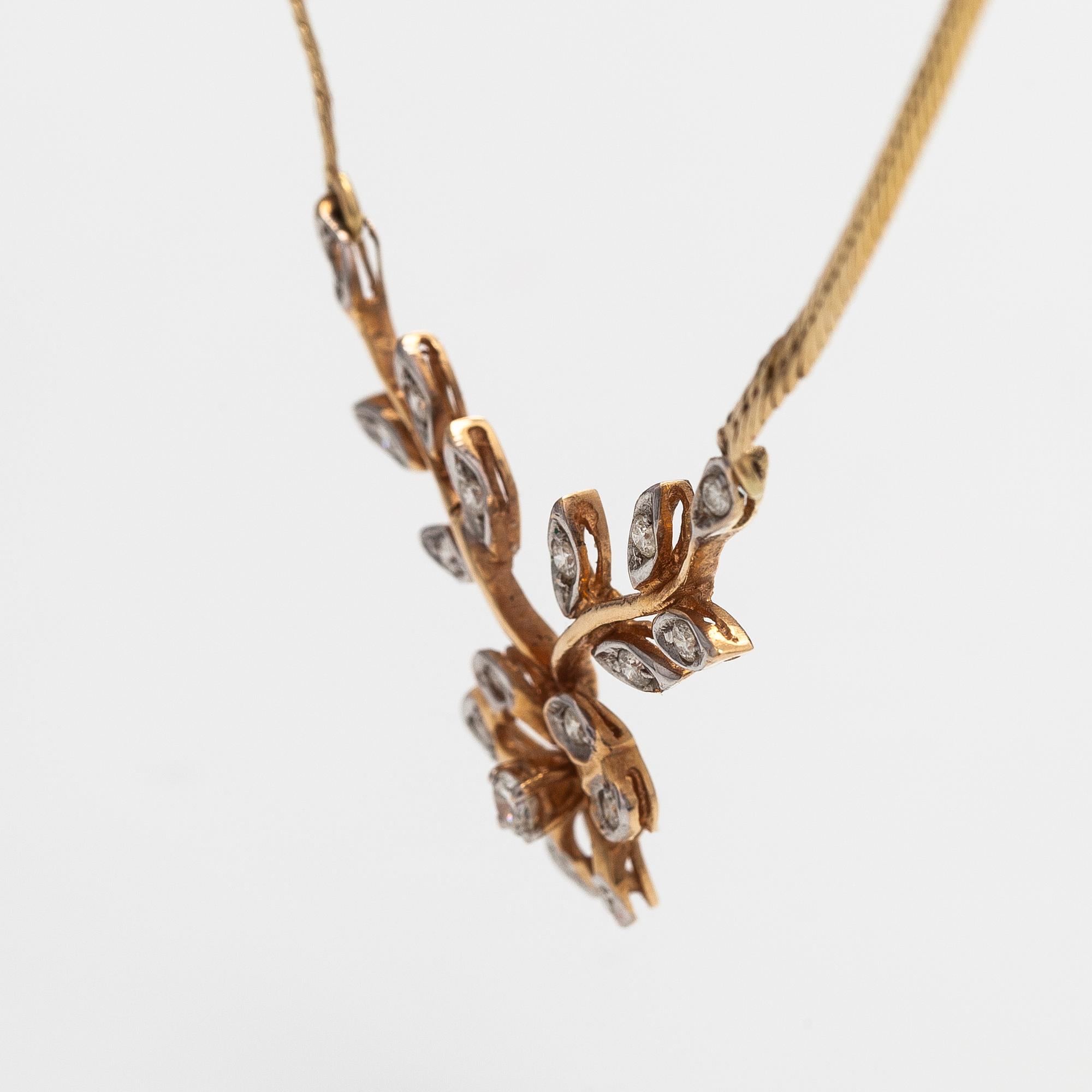 Kaulakoru, 14K kultaa ja timantteja n. 0.23 ct yht.