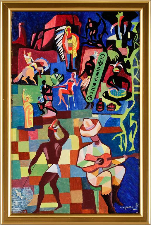 JAN SIGFRID ALFONS CARLSSON, olja på pannå. Sign o dat 75.