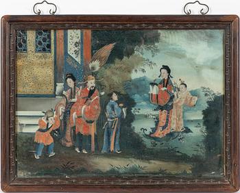 A Chinese reverse glass painting, circa 1800.