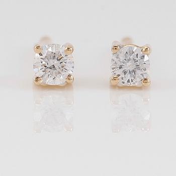 ÖRHÄNGEN, 1 par, 18K guld och diamanter tot ca 0.19 ct.