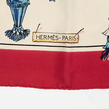 Hermès, scarves, 2 st samt knotting cards.