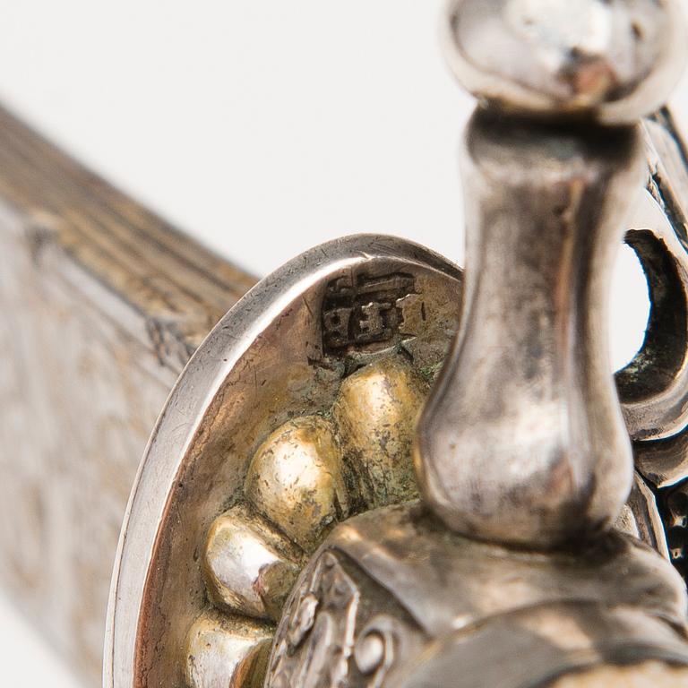 A Danish 18th Century silver-mounted hunting dagger.