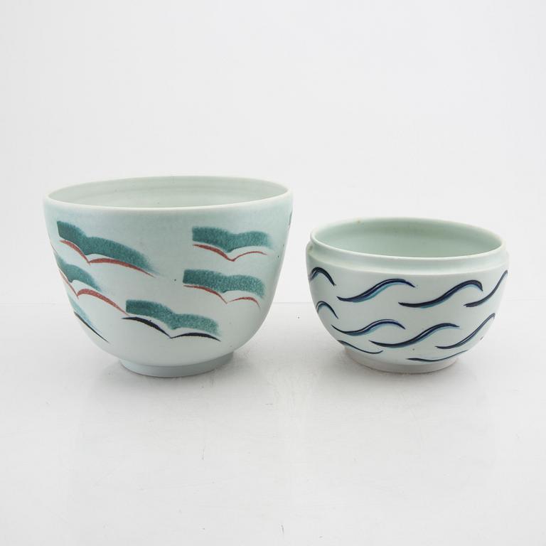 Kerstin Hörnlund, a set of two bowls own workshop and Rörstrand.