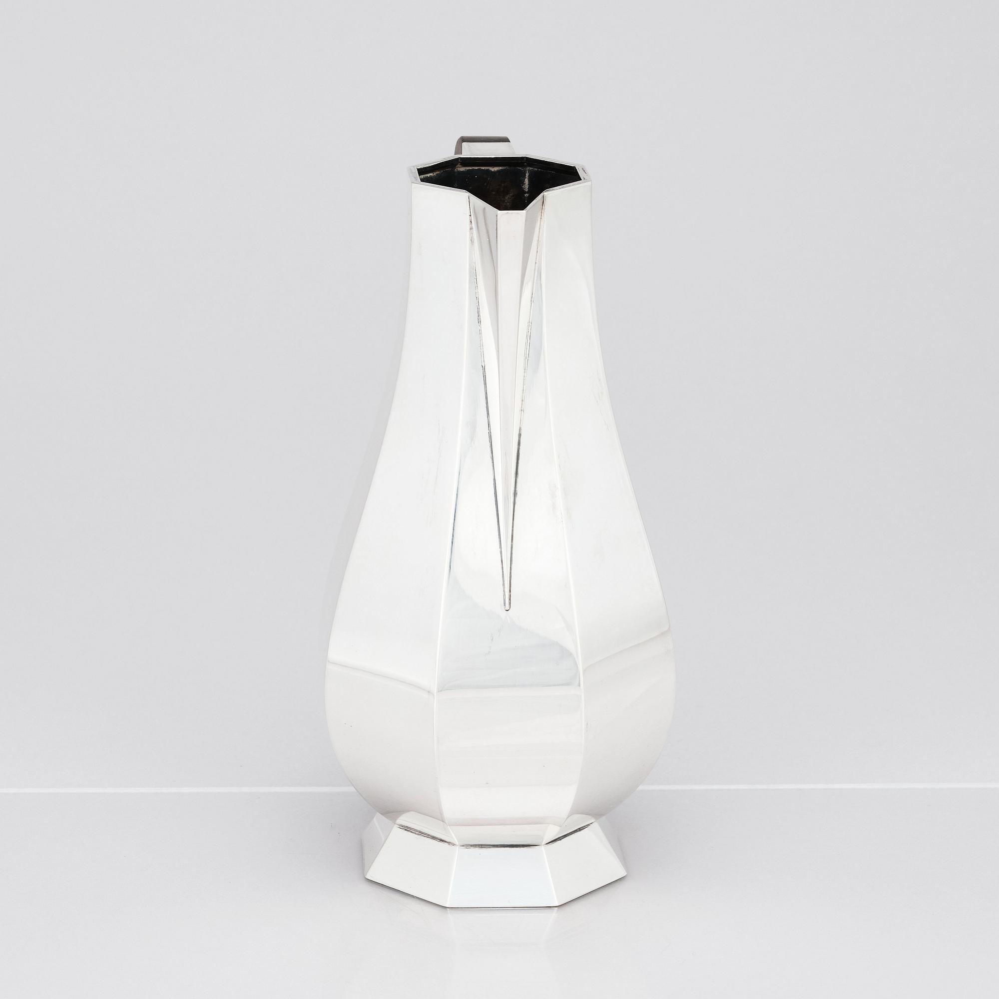 Wiwen Nilsson, a sterling silver pitcher, a 'hot water jug,' Lund, Sweden 1941.