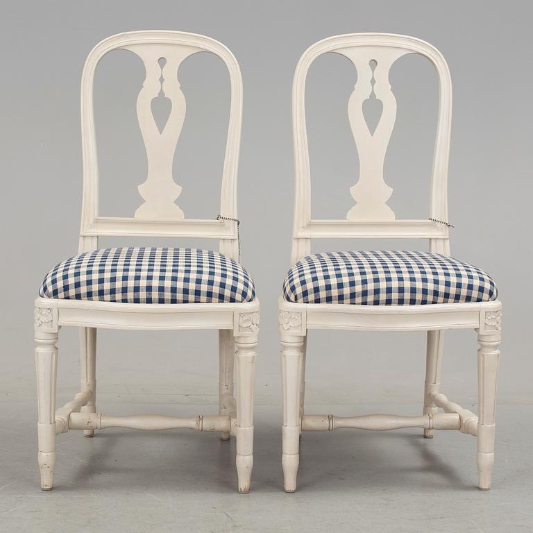 STOLAR, sex stycken, gustaviansk stil, "Hallunda", ur IKEA:s 1700-tals serie, sent 1900-tal.