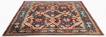 An Antique Agra carpet of 'Dragon Lattice' design, North India, 375 x 298 cm.