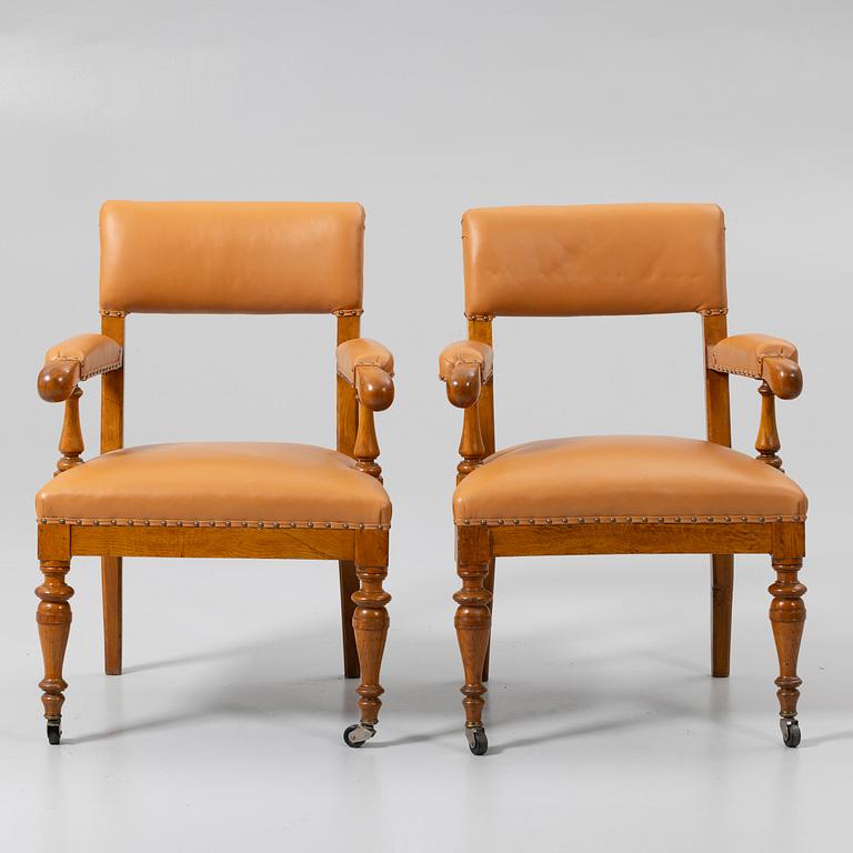Armchairs, a pair, probably England, early 20th century.