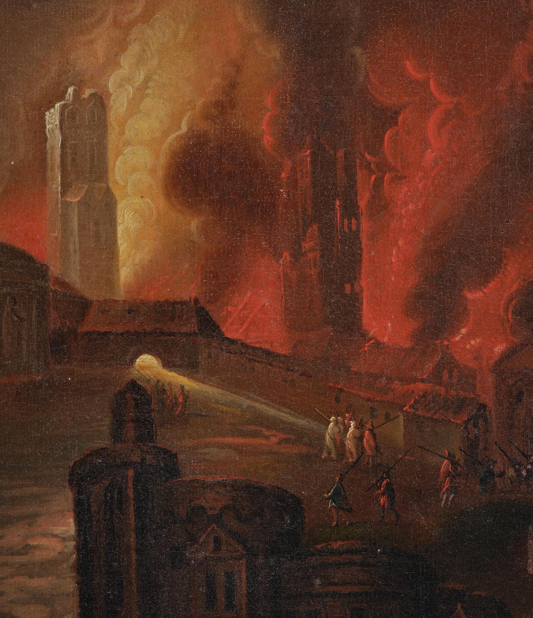 Rombout van Troyen, his circle, Troy is burning.