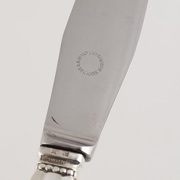 Johan Rohde, seven 'Acorn' sterling silver knives, Georg Jensen, Denmark.