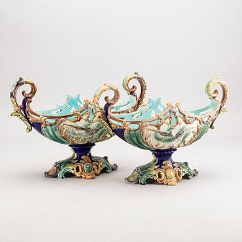 A pair of Gustavsberg majolica jardinière 1890's.