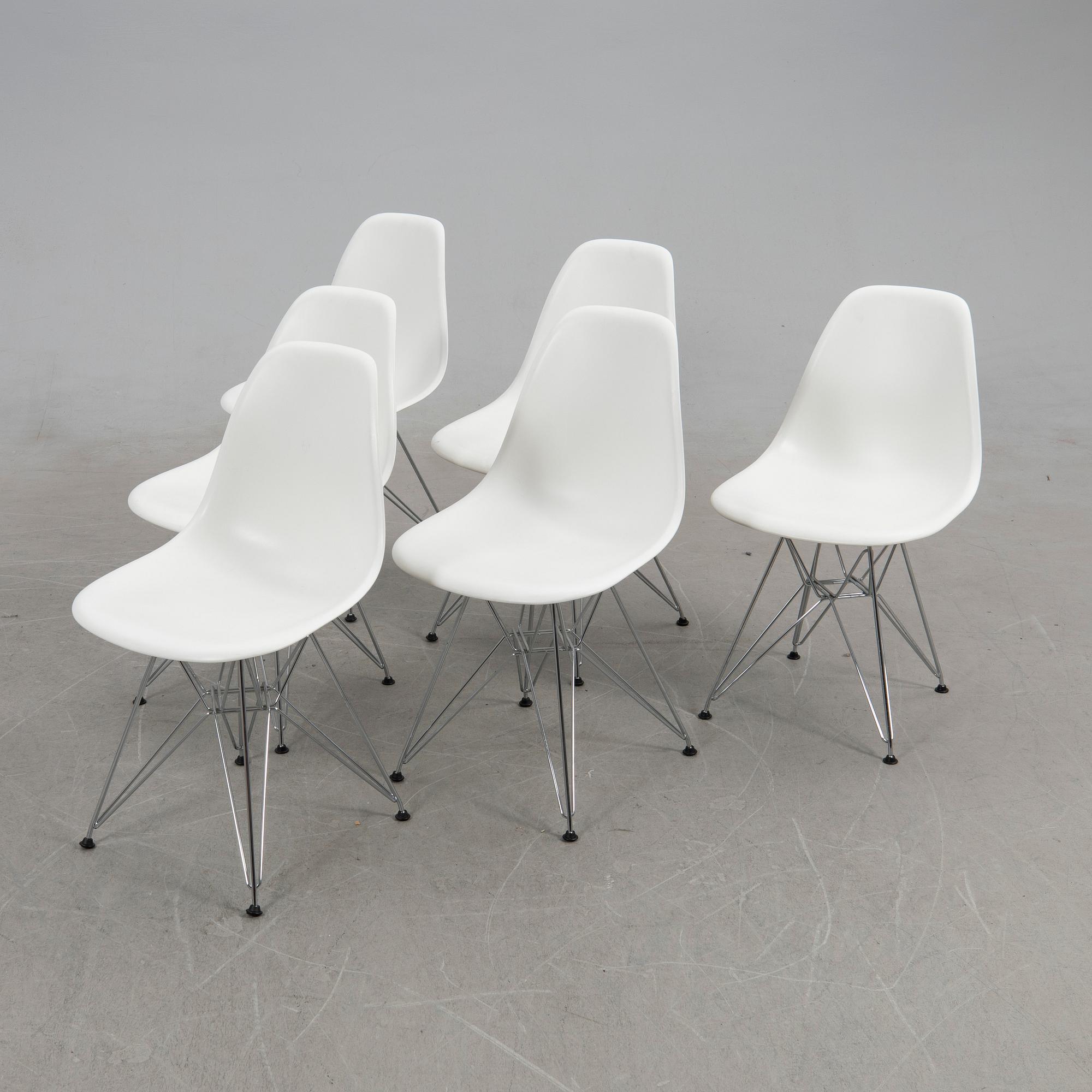 Charles & Ray Eames, chairs, 6 pcs, "Plastic chair DSR", Vitra, 2016.