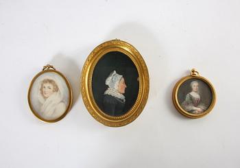 PARTI MINIATYRPORTRÄTT, 7 ST, 1800-1900-TAL.