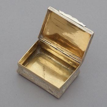 A Swedish 18th century parcel-gilt snuff-box, marks of Arvid Floberg, Stockholm 1766.