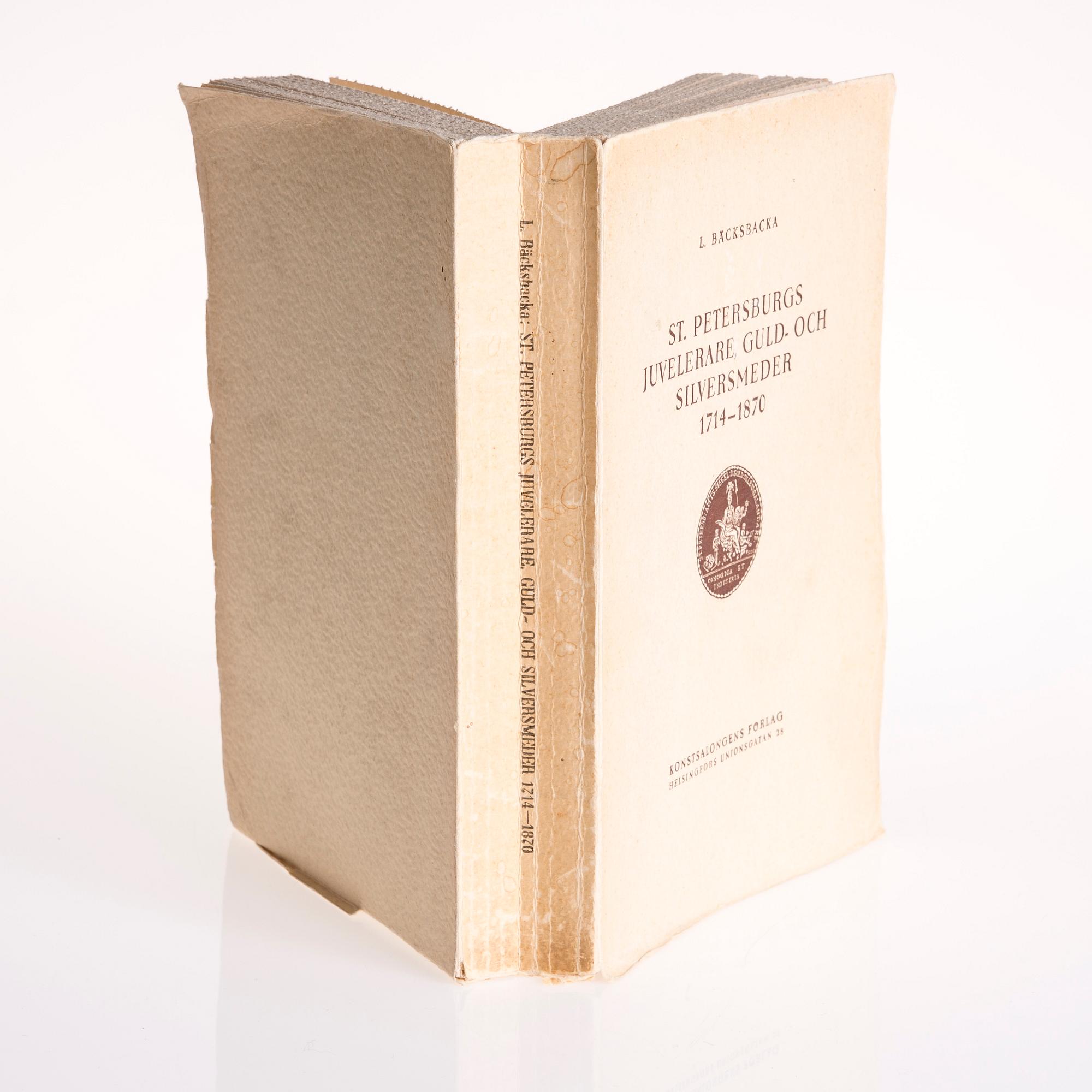 BOK, S:t Petersburgs Juvelerare, Guld- och Silversmeder 1714-1870, L. Bäcksbacka, Helsingfors 1951.