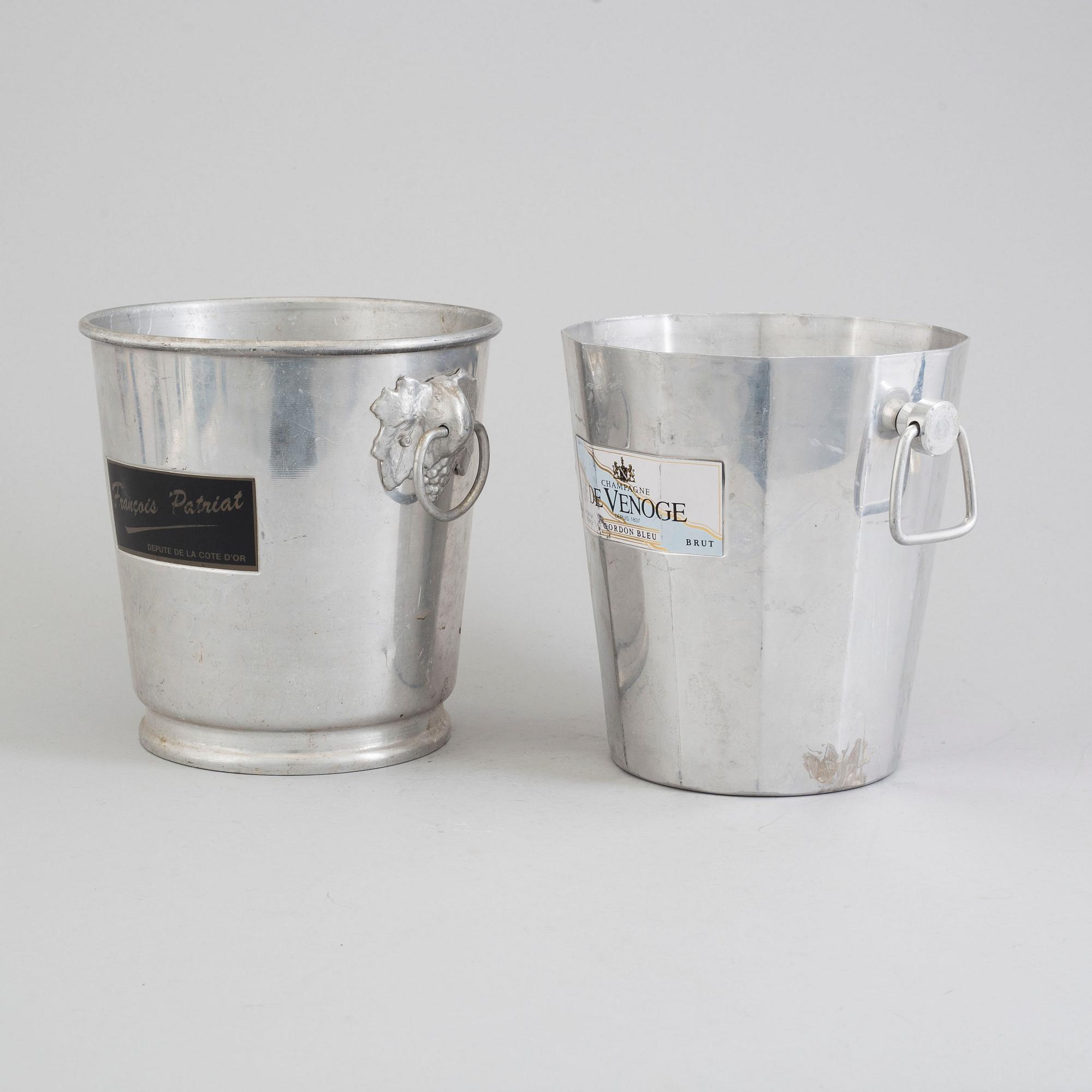 a set of aluminium champagne coolers, late 20th century.