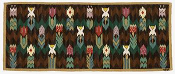 Märta Måås-Fjetterström, vävnad, "Täppan", gobelängteknik, ca 122 x 50 cm, signerad MMF.