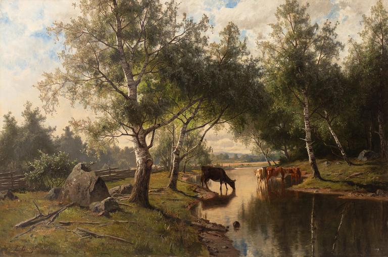 Edvard Bergh, Sommarlandskap med kor.