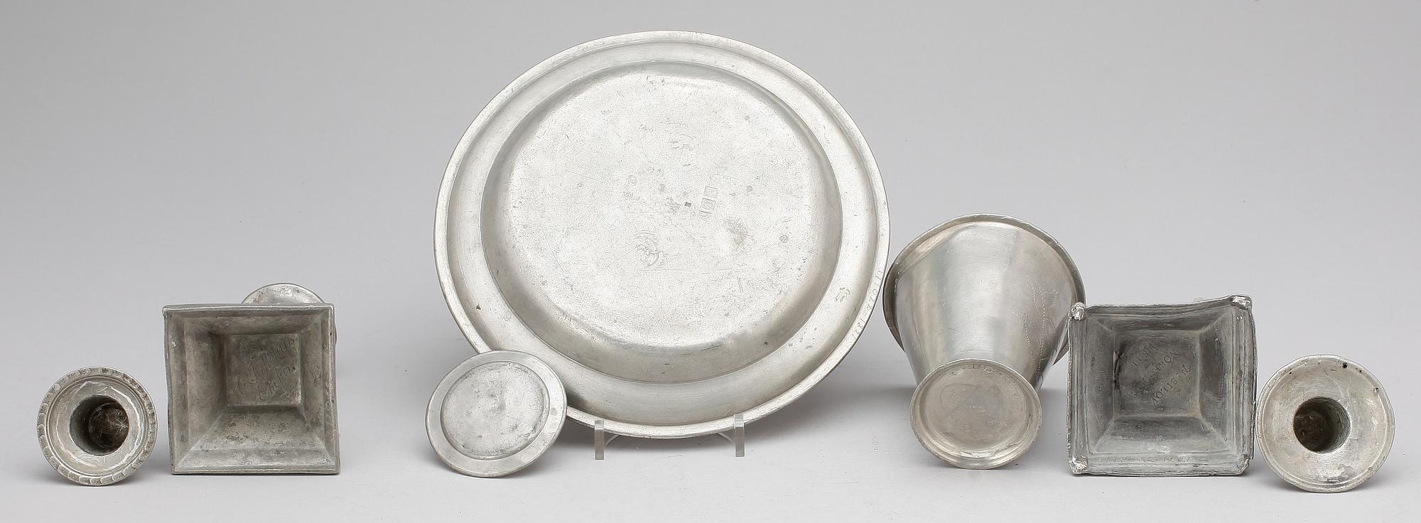 PARTI TENN, 5 delar, bla  Niclas Justelius, Eksjö, 1812.