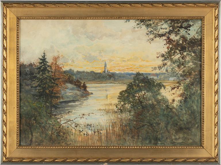 Anna Gardell-Ericson, Insjölandskap med kyrka.