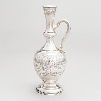 A silver carafe, maker's mark of Vasili Ivanovich Ivanov, assay master Lev Fedorovich Oleks, Moscow, 1894.