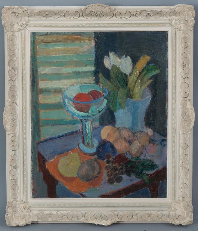 Tove Jansson, STILL LIFE WITH FRUIT AND TULIPS.