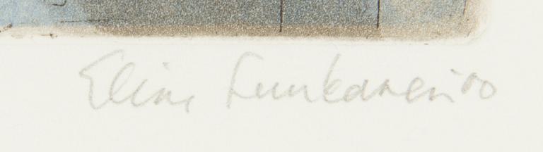 Elina Luukanen, etsningar, 2 st, signerade och daterade -98 och -00, numrerade 24/60 och II/XXV.