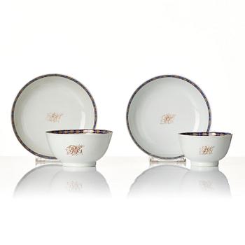 A group of Chinese Export armorial porcelain comissioned for the Swedish family Grill, Qing dynasty, 1700-tal. (8).