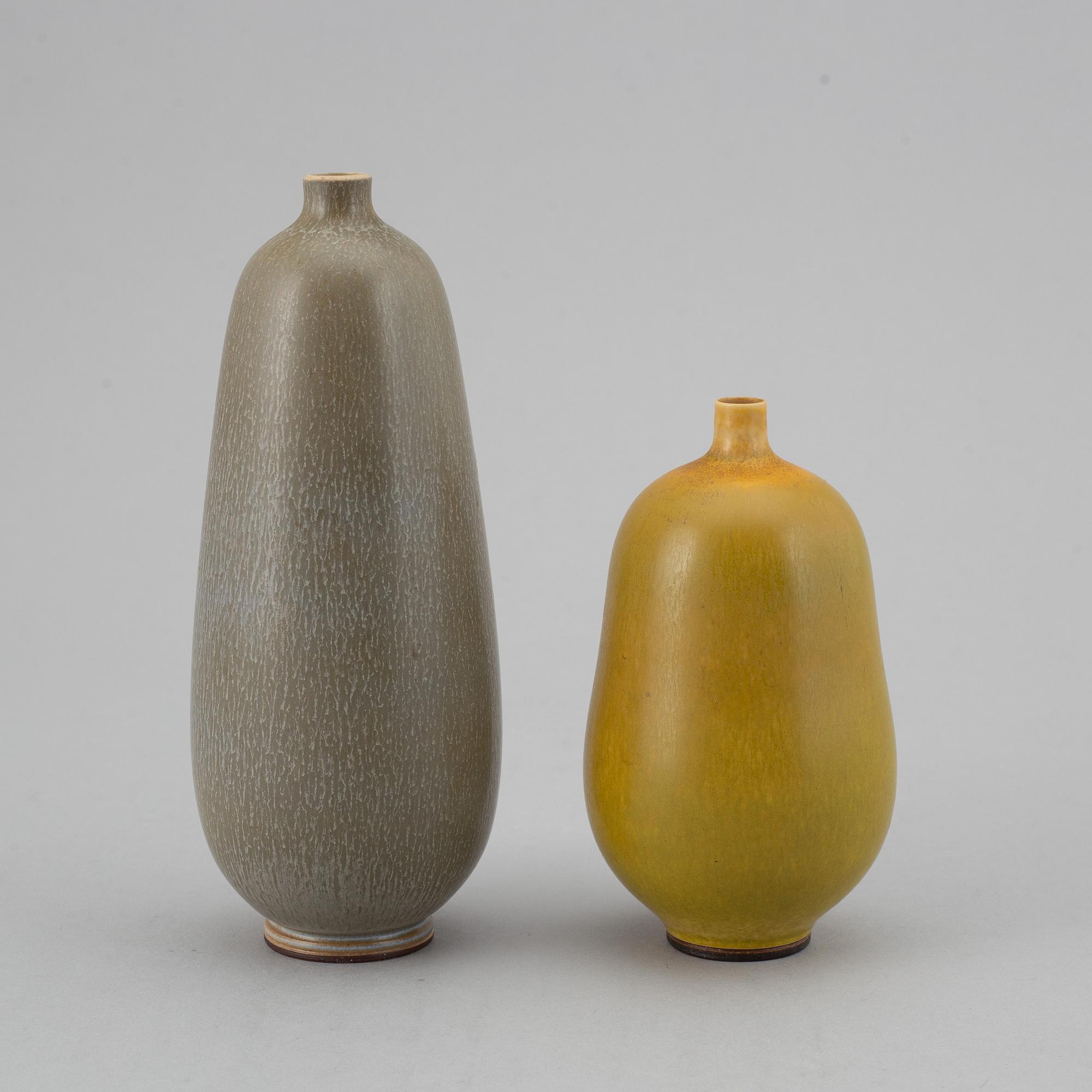 BERNDT FRIBERG, two stoneware vases, signed.