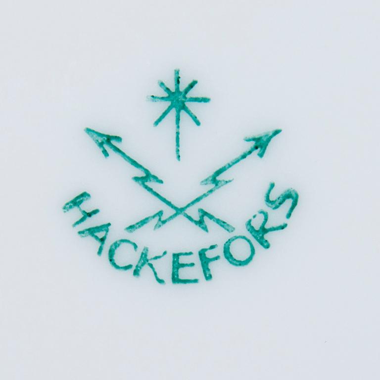 RUOKA-ASTIASTO, 48 osaa, posliinia, Hackefors 1929-1945.