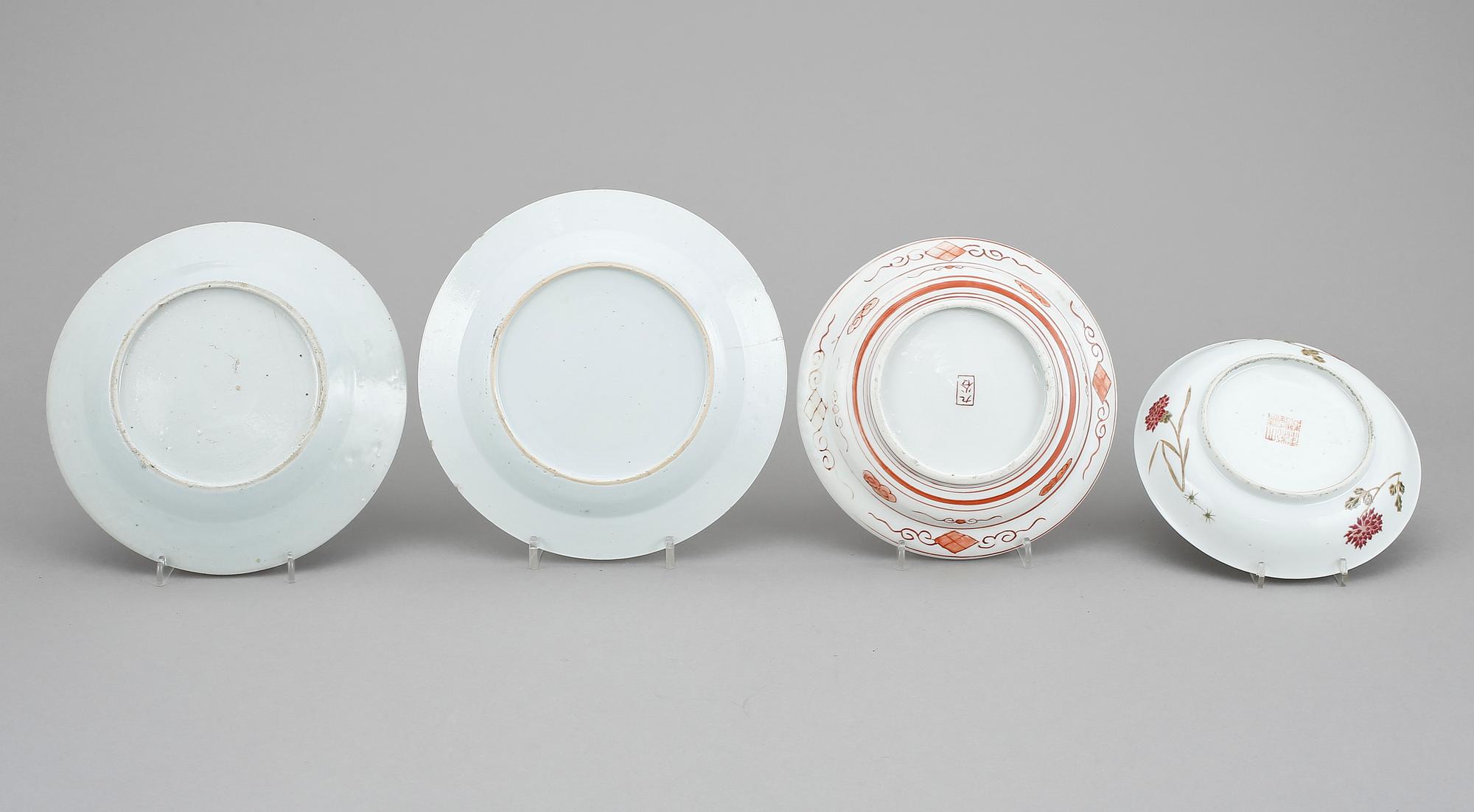 TALLRIKAR, 4 st, porslin, Kina & Japan, 1700-1900-tal.