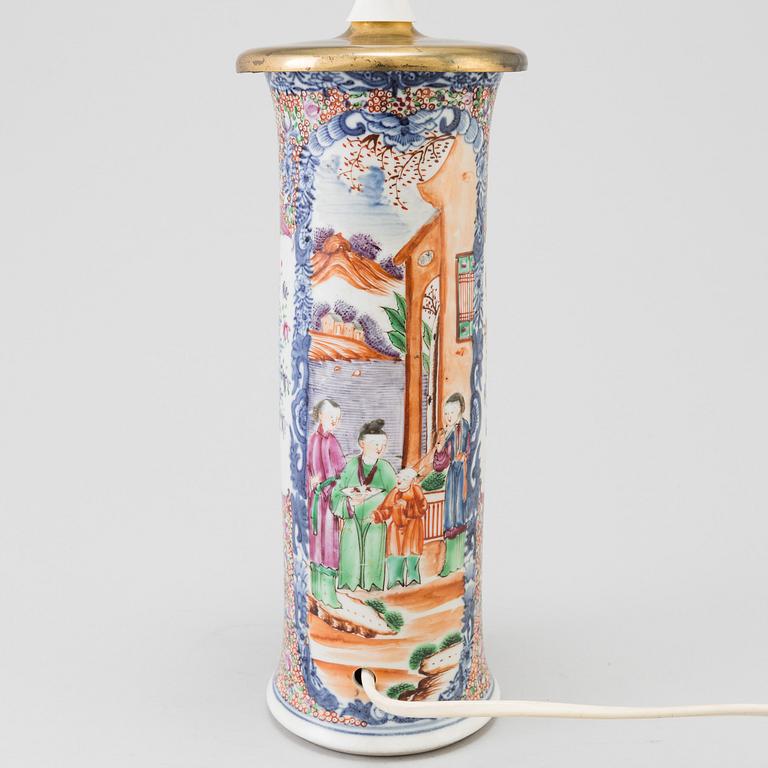 A 18th century Chines porcelain Qianlong vase later made in to a table light.