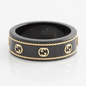 Gucci, ring, "Icon", black decor with gold ornamentation.