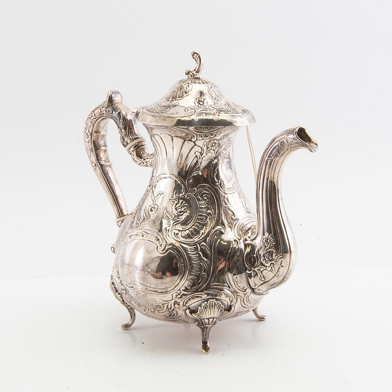 Coffee service 4 dl Rokoko style silver GEWE Malmö 1974/75.