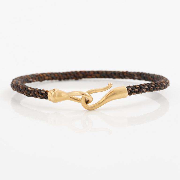 Ole Lynggaard bracelet 18K gold and textile/rope "Life".