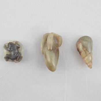 A group of three Chinese stone charms, 20th century.