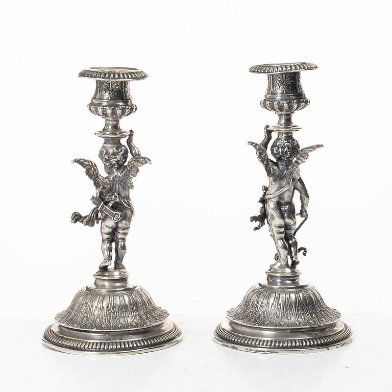 Candelsticks, a pair, silver, 1880s.