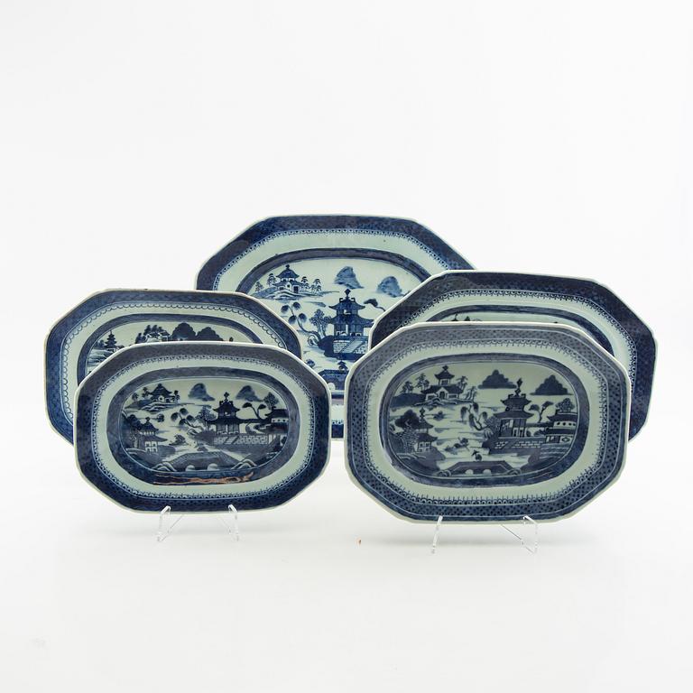 Serving dishes 5 pcs China around 1800 porcelain.