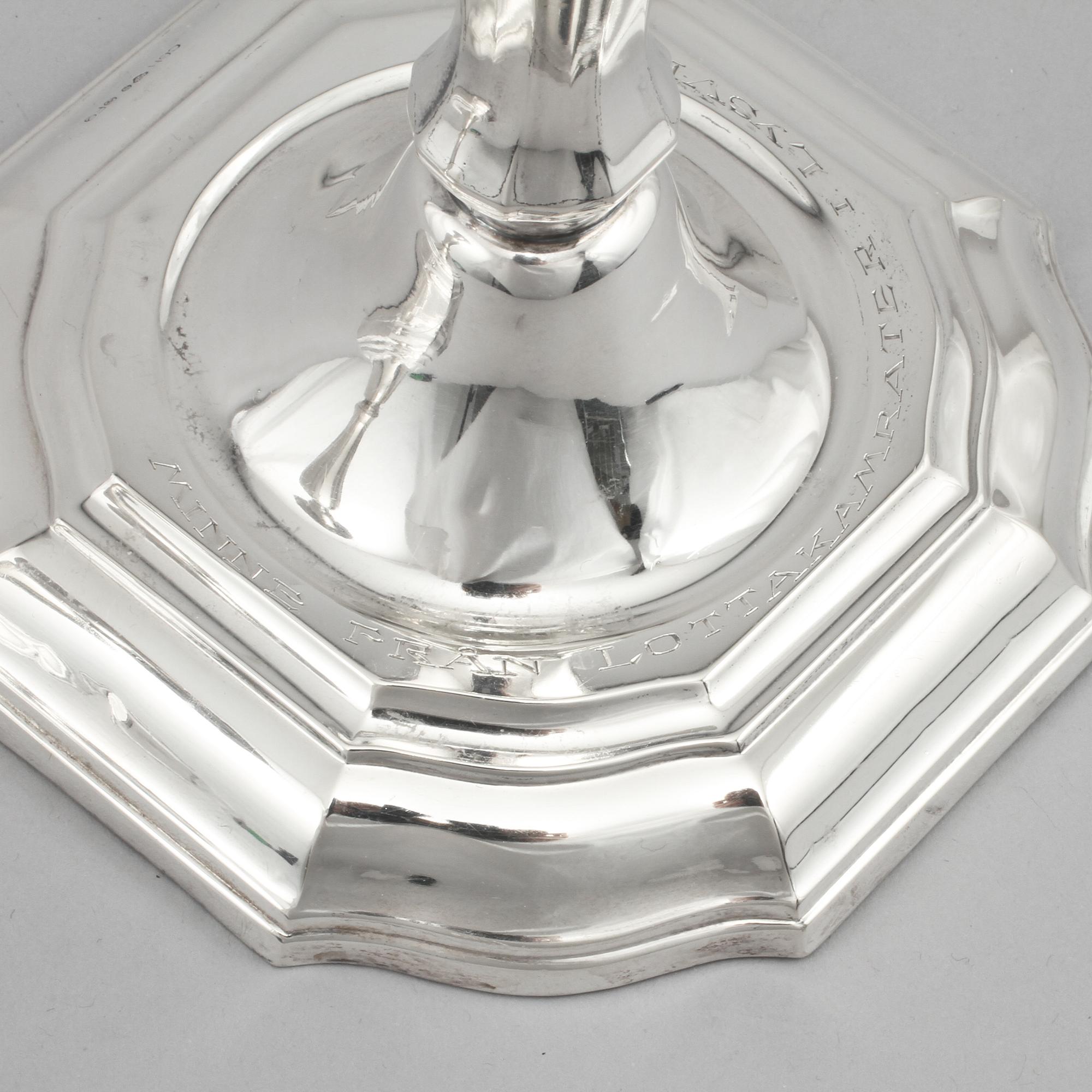 LJUSSTAKAR, ett par, silver, C.G Hallberg, Stockholm, 1956.