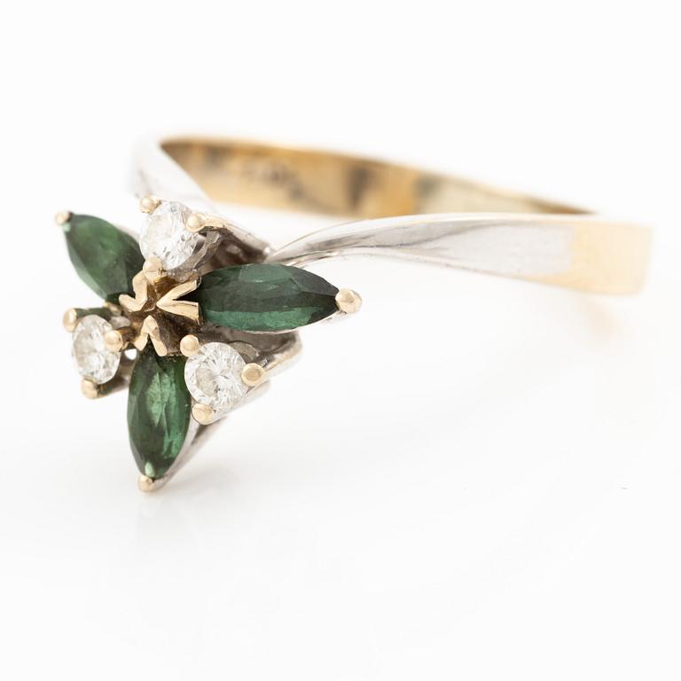 Ring, 18K white gold set with brilliant-cut diamonds and tourmalines.