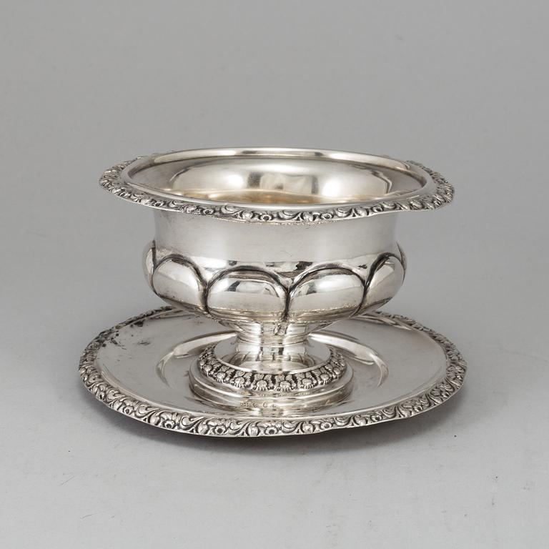 A silver sauce bowl by Carl Nyström Stockholm 1844.