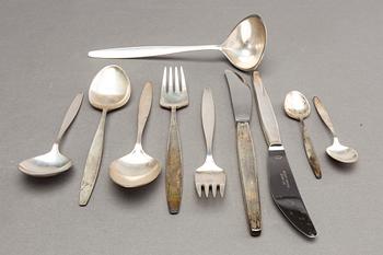 TIAS ECKHOFF, a set of 40 pcs of sterling silver and stainless steel 'Cypress' flatware, Georg Jensen, Copenhagen.