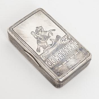 A Russian silver and niello box, mark of Alexander Fuld, Moscow circa 1880.