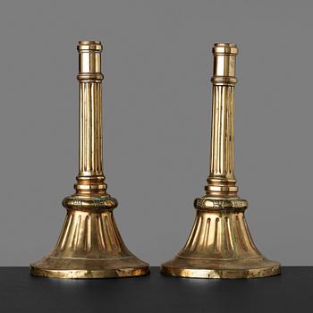 116. A pair of Gustavian late 18th century candlesticks.