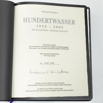 Friedensreich Hundertwasser, Books, 2 vols, 9790/10000, with accompanying colour etching, stamped signature and numbered 1004/2000. Taschen, 2000, Cologne.