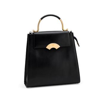 604. KARL LAGERFELD, a dark blue leather top handle bag.