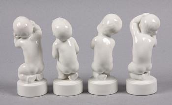 FIGURINER, 4 st, porslin, Svend Lindhart, Bing & Gröndahl.
