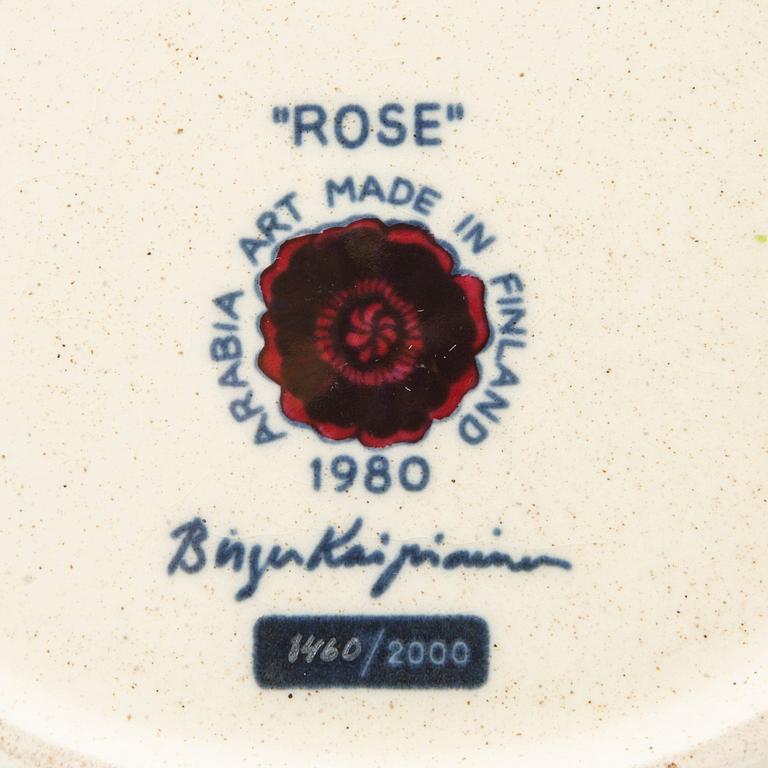 Birger Kaipiainen, platter, ceramics, "Rose", Arabia Finland 1980.